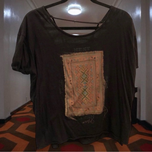 Insight @ PacSun Tribal Print Distressed Open Back Crop Top - Picture 4 of 5